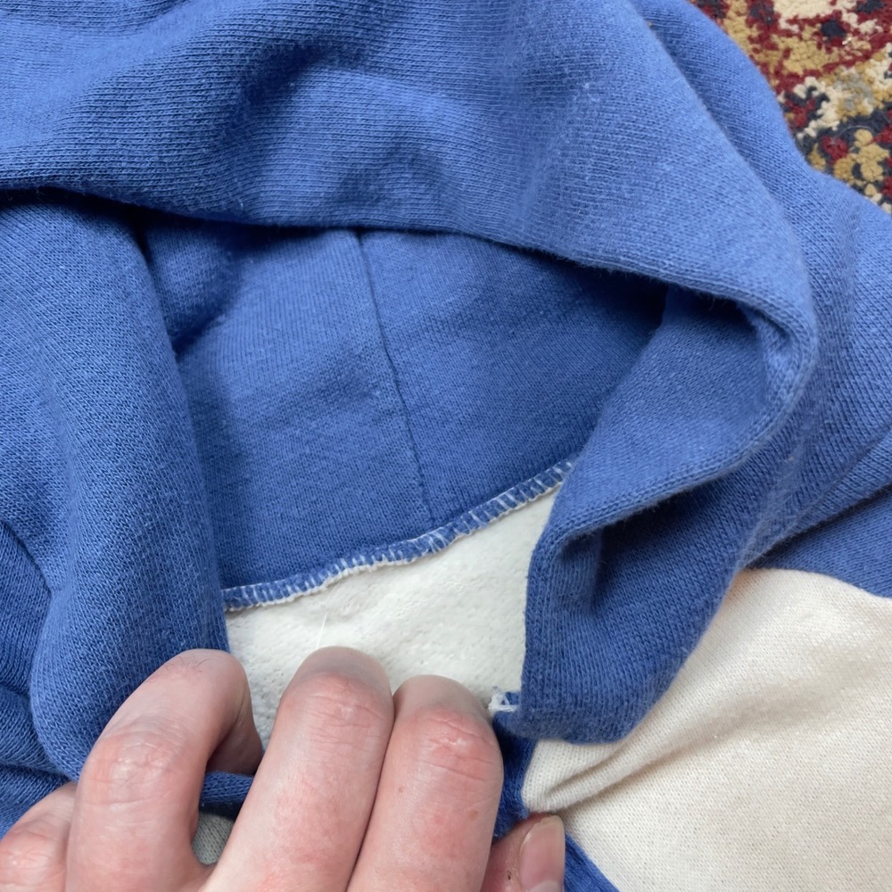 VTG Rare 70s Nike Orange Tag Cotton Quarter Zip Raglan Hoodie USA M White Blue - Picture 7 of 9